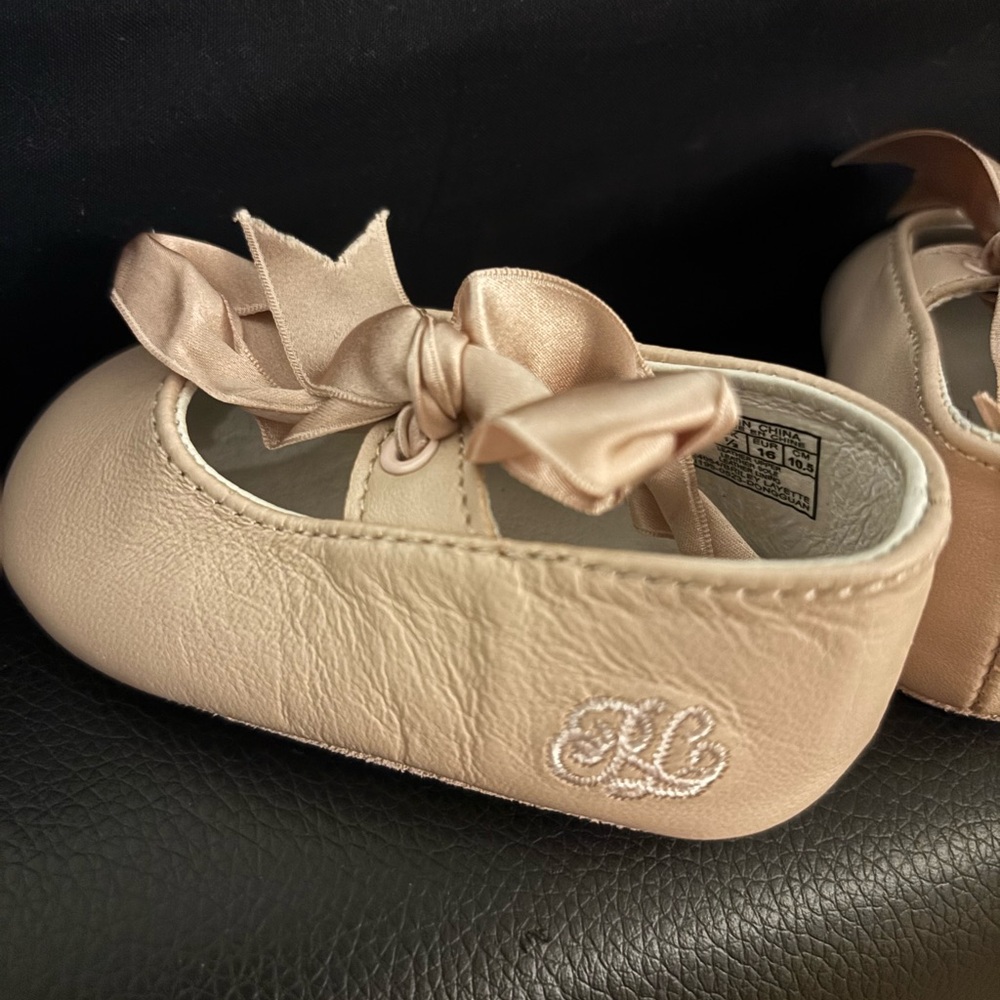 Adorable never used Ralph Lauren infant slipper shoes with box